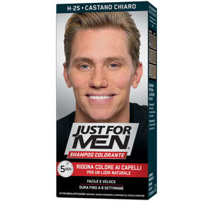 Just for men - Shampoo colorante h25 castano chiaro attivatore chiaro 38,5 ml + base colore 27,5 ml