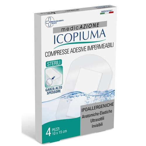 Icopiuma - Garza compressa medicata postoperatoria 10x15 cm 4 pezzi