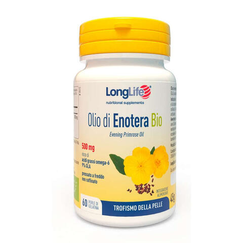 Longlife - Olio enotera bio 500 mg 60 perle in gelatina
