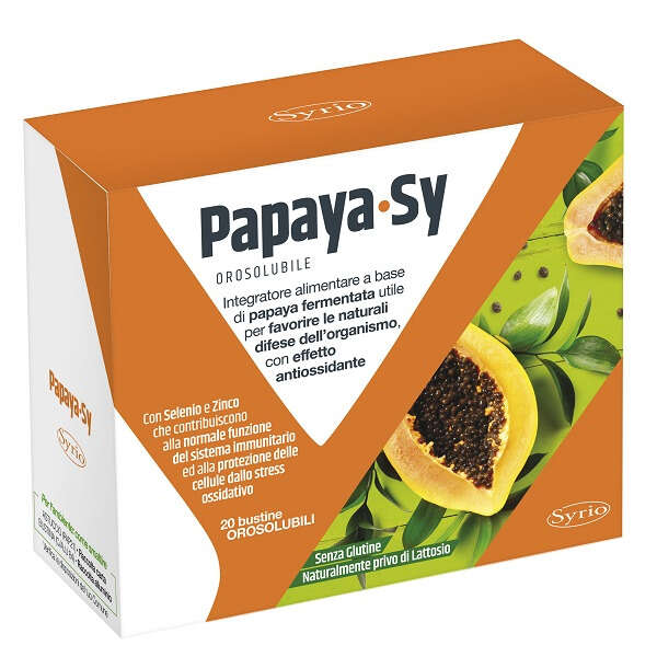 Syrio - Papaya-sy 20 bustine orosolubili senza glutine naturalmente privo di lattosio