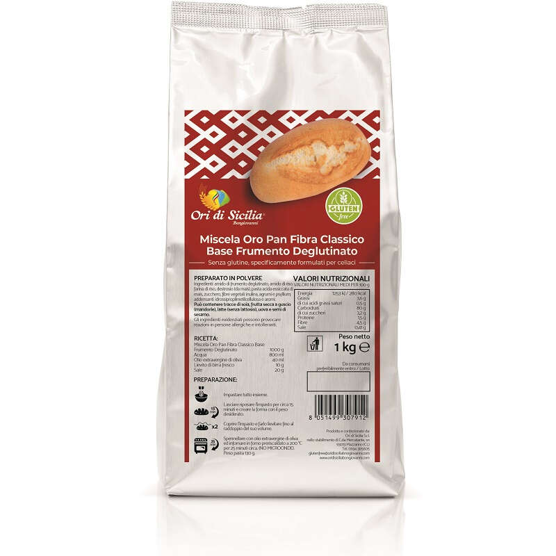 Miscela oro pan fibra classico - Ori di sicilia mix oro pan fibra classico base frumento deglutinato 1 kg