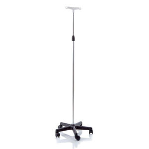 Skema - Asta flebo in alluminio anodizzato base in polipropilene su ruote 2 ganci altezza regolabile 133-230 cm