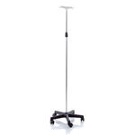 Skema - Asta flebo in alluminio anodizzato base in polipropilene su ruote 2 ganci altezza regolabile 133-230 cm