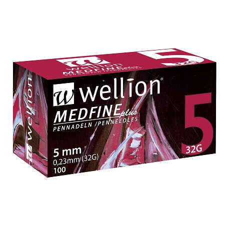 Medfine plus - Ago per penna da insulina wellion  5 32 gauge lunghezza 5 mm 100 pezzi