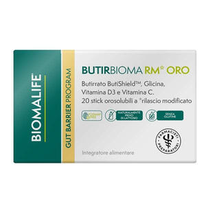 Unifarco biomalife - Biomalife butirbioma rm oro 20 stick orosolubili senza edulcoranti senza zuccheri aggiunti senza glutine naturalmente privo di lattosio