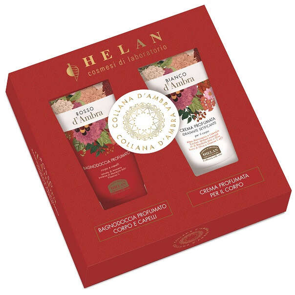 Helan - Collana d'ambra cofanetto rosso d'ambra 1 bagnodoccia 75 ml + 1 bianco d'ambra crema corpo 75 ml