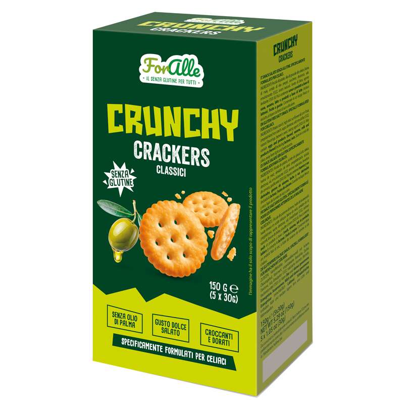 Foralle crunchy crackers classici - 5 bustine x 30 g senza olio di palma, gusto dolce salato