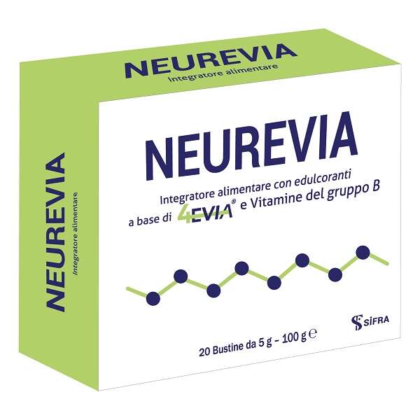 Neurevia - 20 bustine da 5 g con edulcoranti senza zuccheri senza glutine naturalmente privo di lattosio