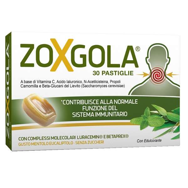 Zoxgola mentolo eucaliptolo - 30 pastiglie con edulcorante senza zuccheri senza glutine naturalmente privo di lattosio