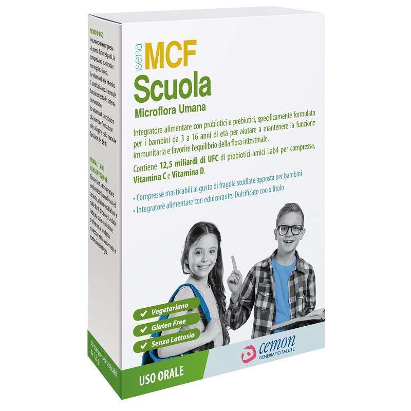 Mcf scuola - 30 compresse masticabili con edulcorante senza glutine e lattosio