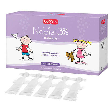 Buona - Nebial flaconcini soluzione salina ipertonica di sodio cloruro al 3% con acido ialuronico 20x5 ml