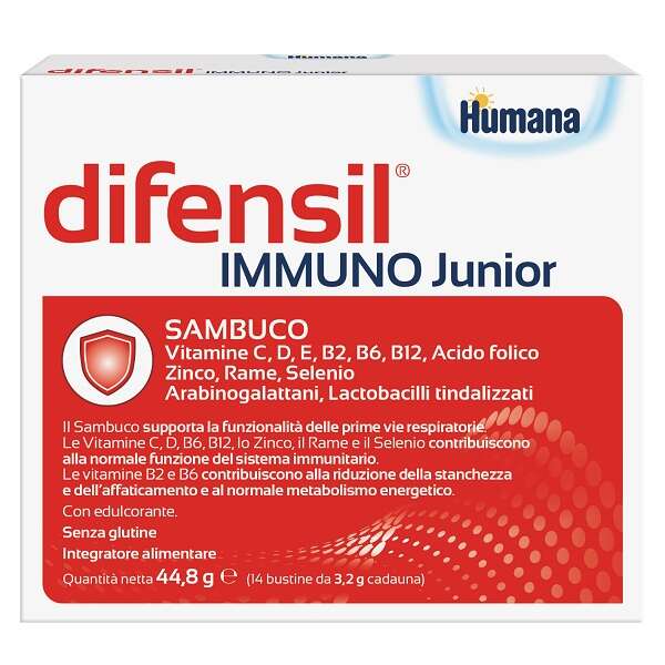 Difensil immuno junior - 14 bustine da 3,2 g con edulcorante senza glutine