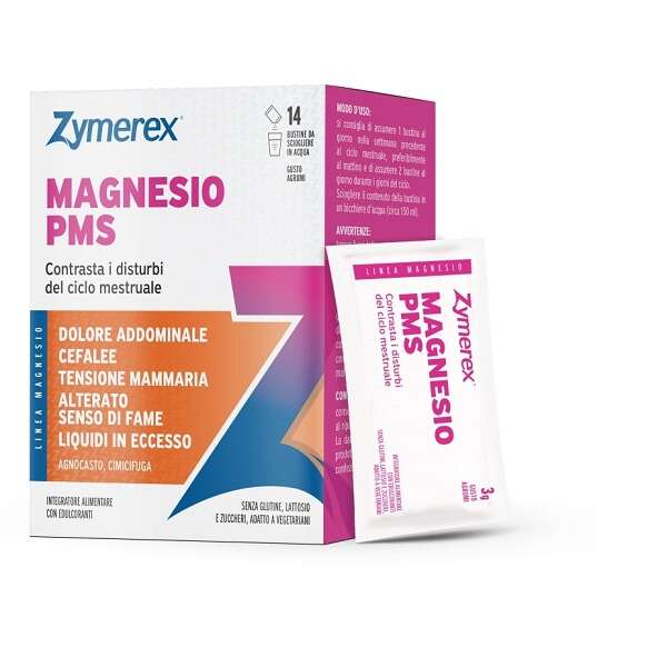 Zymerex - Magnesio pms 14 bustine da 3 g gusto agrumi con edulcoranti senza zuccheri senza glutine senza lattosio