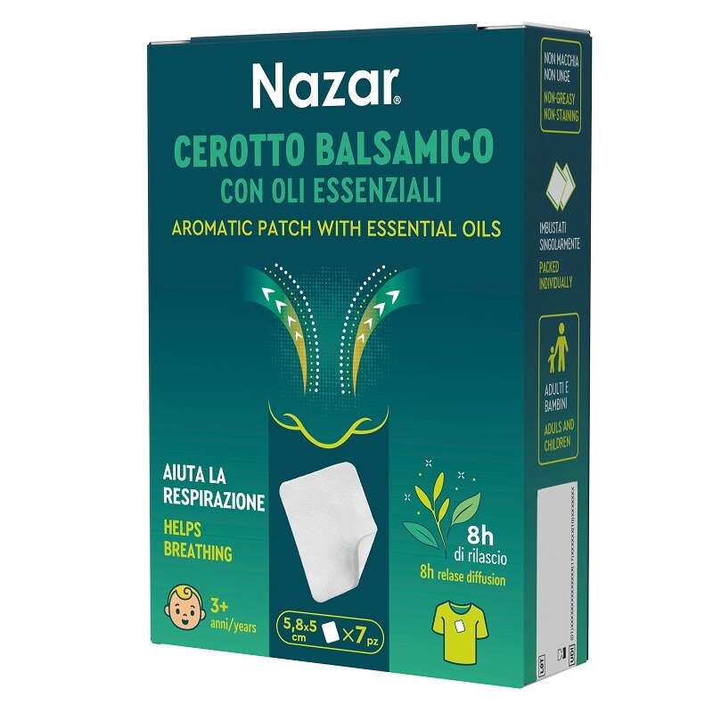 Nazar cerotto balsamico - Adesivo con oli essenziali 5,8x5 cm 7 pezzi