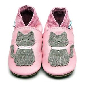 Inch blue by tatanatura - Babbucce meeow baby pink/grey suola in pelle small 0-6 mesi