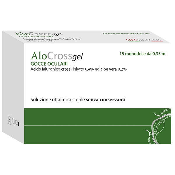 Offhealth - Alocross soluzione oftalmica acido ialuronico cross-linkato 0,2% e aloe vera 15 monodose da 0,35 ml