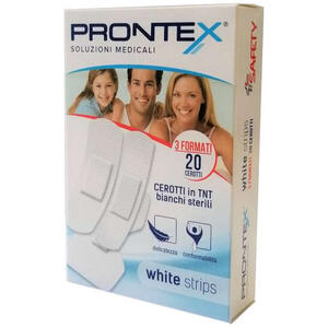Prontex - Cerotto  white strips in tessuto non tessuto bianco sterile 3 formati 20 pezzi