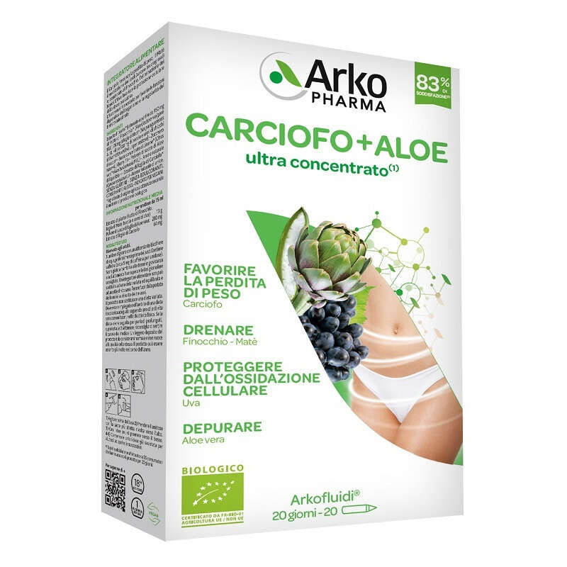 Arkopharma carciofo + aloe ultra concentrato - Arkofluidi carciofo+aloe vera 20 flaconcini 200 g