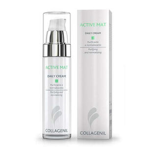 Collagenil  active mat  daily cream - Collagenil active mat daily cream seboregolatrice/purificante per la pelle del viso flacone 50 ml