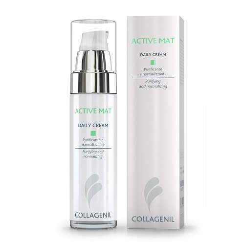 Collagenil  active mat  daily cream - Collagenil active mat daily cream seboregolatrice/purificante per la pelle del viso flacone 50 ml