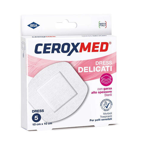 Ceroxmed - Dress delicati  con garza alto spessore per pelli sensibili 10x10cm 5 pezzi