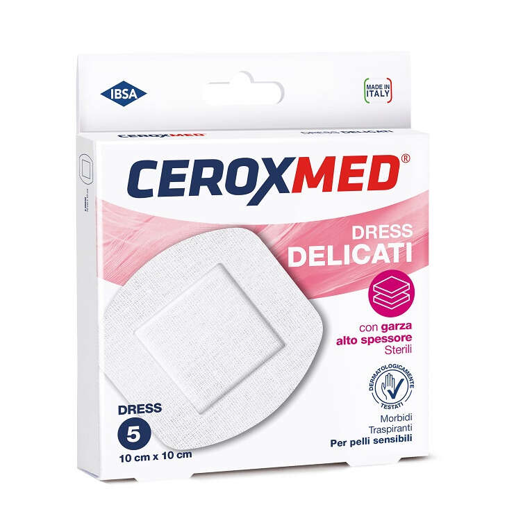 Ceroxmed - Dress delicati  con garza alto spessore per pelli sensibili 10x10cm 5 pezzi