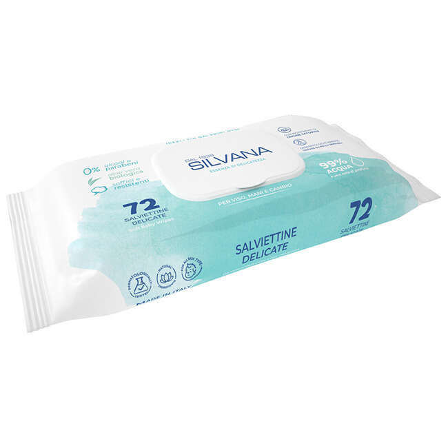 Per viso, mani e cambio - Silvana salviette acqua 72 pezzi