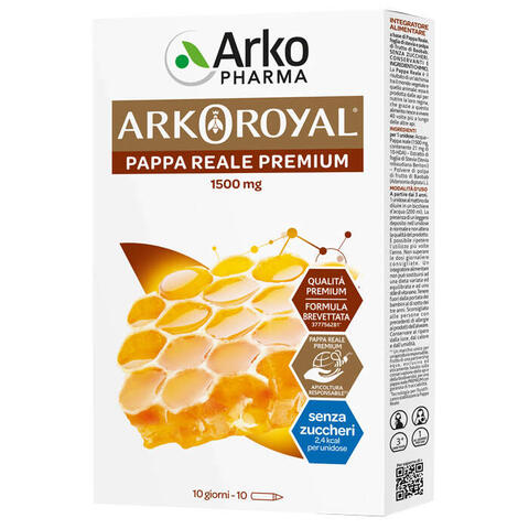 Arkofarm - Arkoroyal pappa reale 1500mg senza zucchero 10 flaconcini da 15 ml