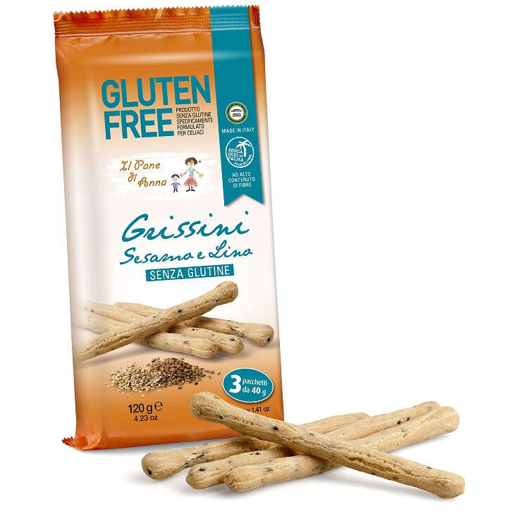 Pane anna - Il pane di anna grissini con sesamo e lino senza latte 3 pezzi x 40 g