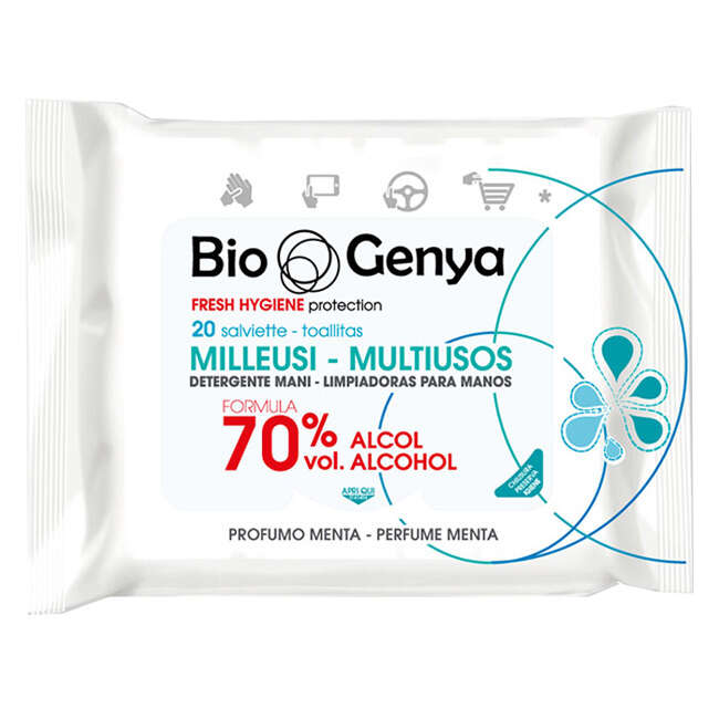 Biogenya - Milleusi igienizzanti 70% alcool salviette 20 pezzi