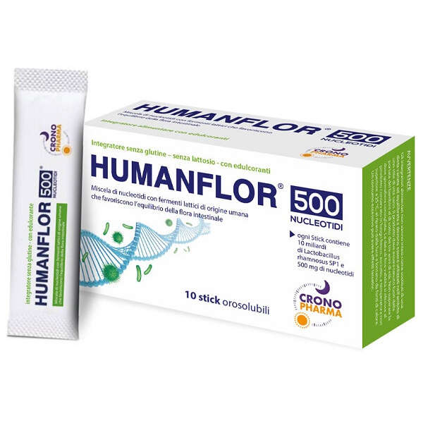 Humanflor 500 - Nucleotidi 10 stick orosolubili da 1,5 g