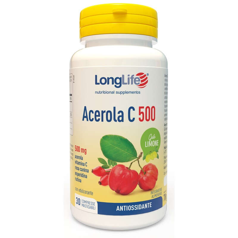Longlife - Acerola c500 limone 30 compresse masticabili