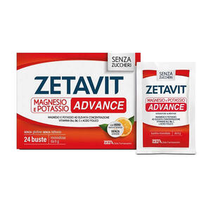 Zetavit - Magnesio potassio advance bustine 24 buste monodose da 6 g senza zuccheri con edulcoranti senza glutine senza lattosio