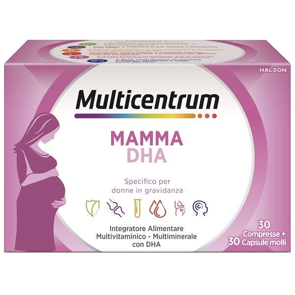 Multicentrum - Mamma dha 30 compresse + 30 capsule senza glutine e senza zuccheri