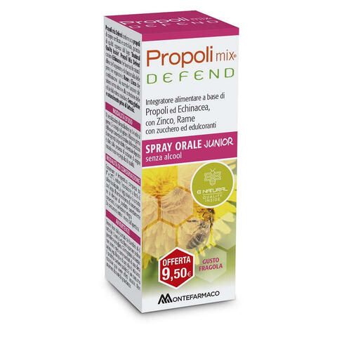 Propoli mix defend spray junior - 30 ml senza glutine senza alcol gusto fragola