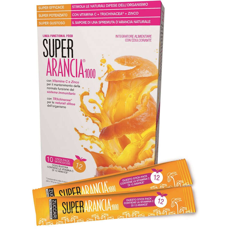 Zuccari - Super arancia 1000 10 stick pack monodose da 3,7g integratore alimentare con edulcorante