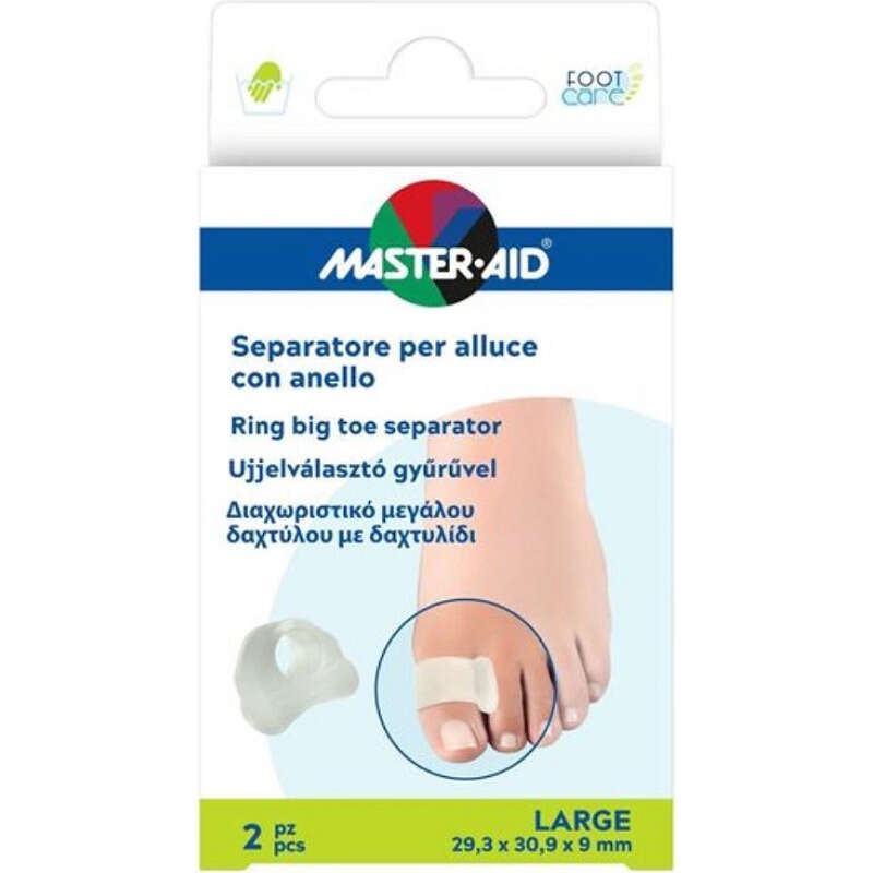 Master aidseparatore in gel per le dita (alluce e secondo dito). - Separatore alluce master-aid footcare con anello small 2 pezzi d3