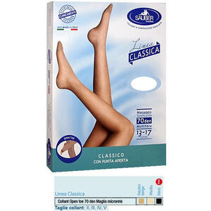 Sauber - Collant open toe maglia microrete 70 den colore neutro beige 5 linea classica
