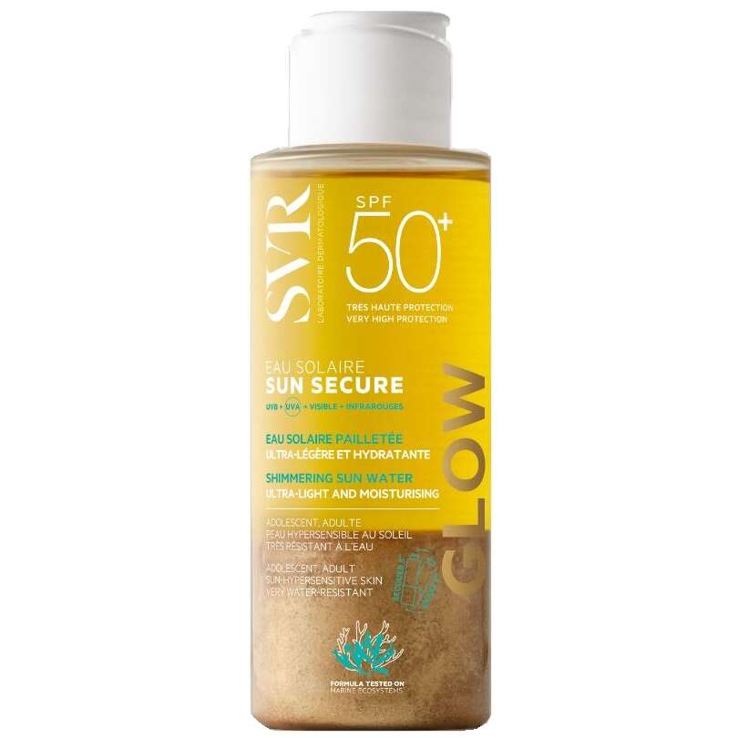 Svr spf 50+ eau solaire sun secure glow - Sun secure eau solaire glow spf50+ acqua solare brillantini ultra leggera e idratante 100 ml