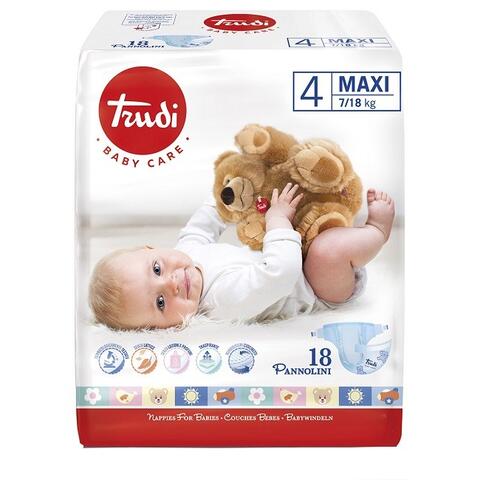 TRUDI - BABY CARE PANNOLINO BAMBINI MAXI 7/18 KG 18 PEZZI