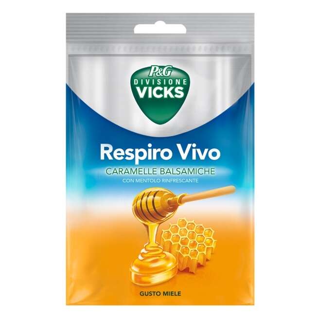 Vicks - Respiro vivo caramelle balsamiche miele 72 g con edulcoranti