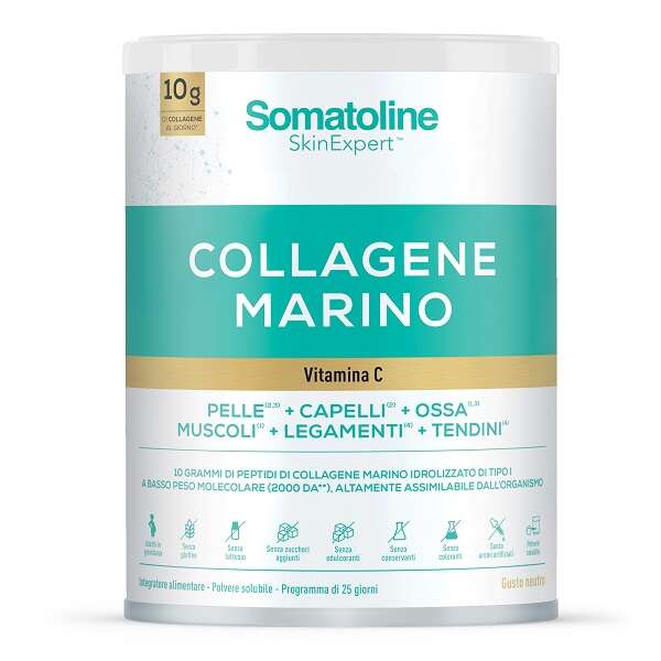 Somatoline - Collagene marino 258 g senza glutine senza lattosio senza zuccheri aggiunti senza edulcoranti