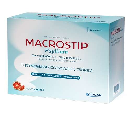 Macrostip psyllium - 14 bustine gusto arancia senza glutine senza lattosio