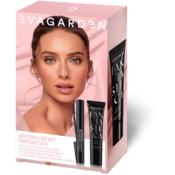 Evagarden - Fantastica bestseller kit crema viso colorata 30 ml + siero ciglia 9 ml