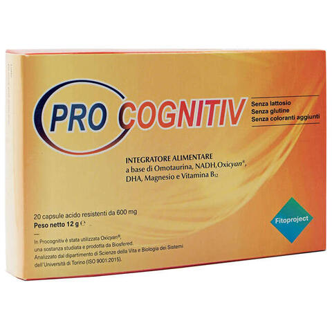 Fitoproject - Procognitiv 20 capsule acido resistenti vegetali da 600 mg