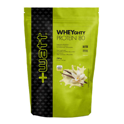 + watt - Wheyghty protein 80 vaniglia doypack 750 g