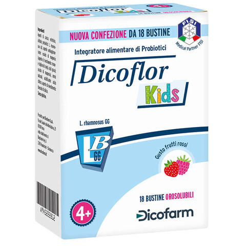 Dicoflor - Kids 18 bustine orosolubili gusto frutti rossi