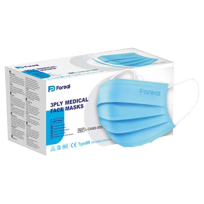 Mascherina chirurgica 3 veli tipo iir - Mascherina chirurgica foreal 3ply medical face mask tipo iir light blue 50 pezzi