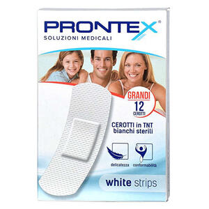Prontex - Cerotto  white strips in tessuto non tessuto bianco sterile scatola 12 cerotti grandi