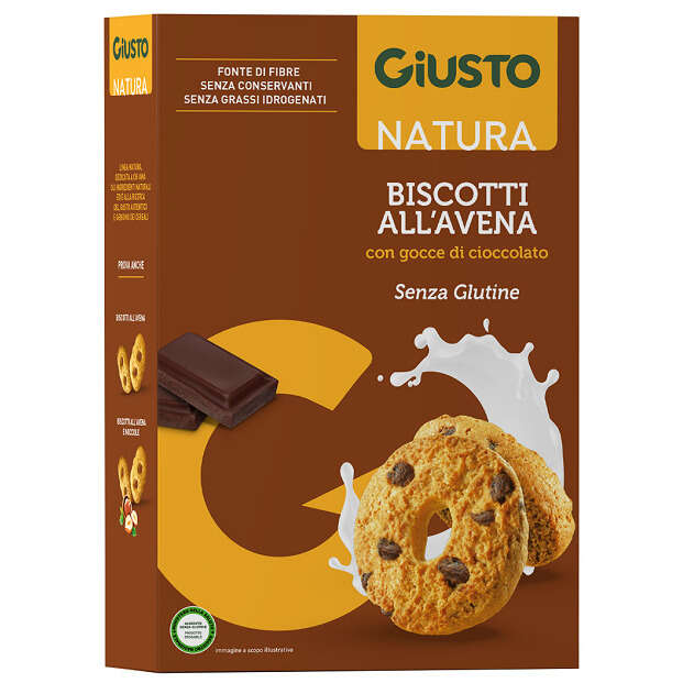 Giusto - Senza glutine biscotti avena gocce cioccolato 250 g